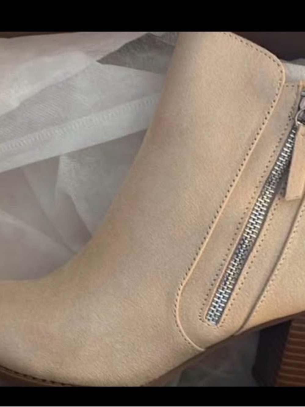 Women’s Beige Suede Ankle Boot with Side Zip